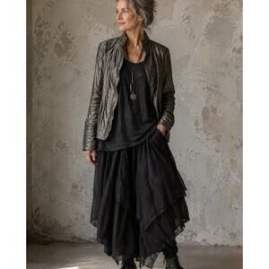 Worth Vintage Grey Long Sleeve Lagenlook Jacket Womens 0 Artsy 1980s Metallic